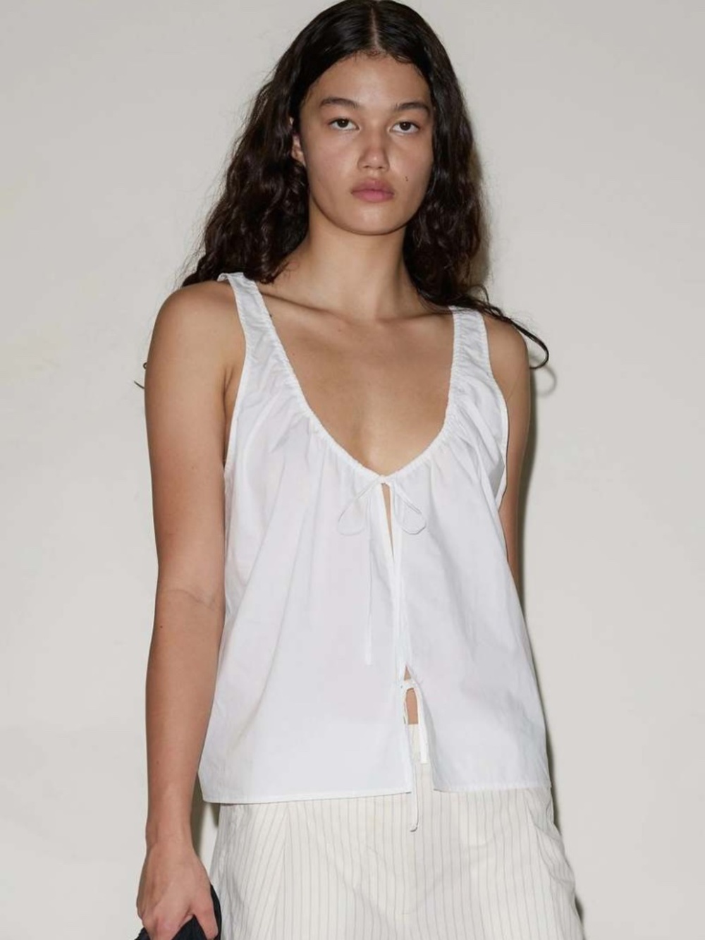 DEIJI STUDIOS The Original Cotton Bind Top With Tie Front Closure Organic Poplin